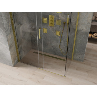 Mexen Omega výsuvná sprchová kabina 140 x 70 cm, průhledná, zlatá - 825-140-070-50-00