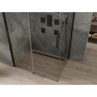 Mexen Omega výsuvná sprchová kabina 100 x 80 cm, průhledná, černá - 825-100-080-70-00