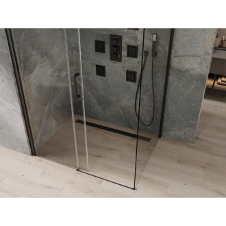 Mexen Omega výsuvná sprchová kabina 100 x 80 cm, průhledná, černá - 825-100-080-70-00