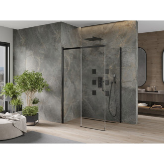 Mexen Omega výsuvná sprchová kabina 120 x 90 cm, průhledná, černá - 825-120-090-70-00