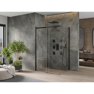 Mexen Omega výsuvná sprchová kabina 120 x 90 cm, průhledná, černá - 825-120-090-70-00