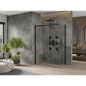 Mexen Omega výsuvná sprchová kabina 160 x 90 cm, průhledná, černá - 825-160-090-70-00