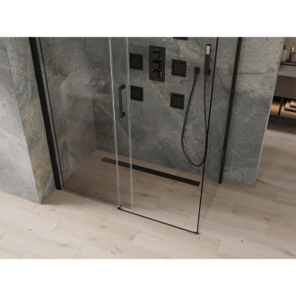 Mexen Omega výsuvná sprchová kabina 160 x 90 cm, průhledná, černá - 825-160-090-70-00