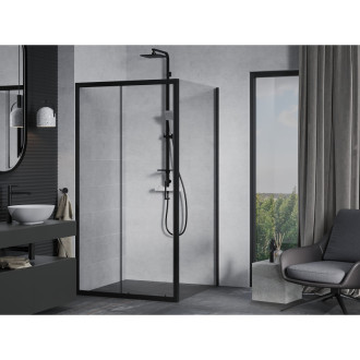 Mexen Apia výsuvná sprchová kabina 90 x 90 cm, průhledná, černá - 840-090-090-70-00
