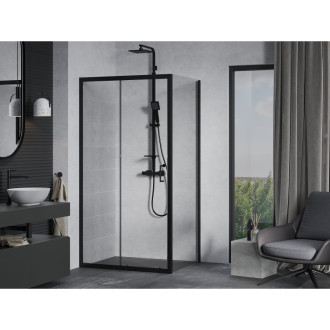 Mexen Apia výsuvná sprchová kabina 130 x 80 cm, průhledná, černá - 840-130-080-70-00