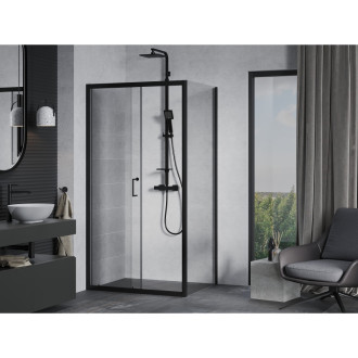 Mexen Apia výsuvná sprchová kabina 130 x 90 cm, průhledná, černá - 840-130-090-70-00