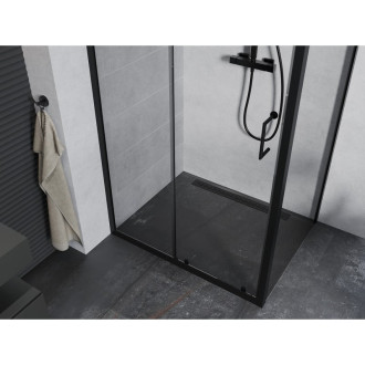 Mexen Apia výsuvná sprchová kabina 130 x 90 cm, průhledná, černá - 840-130-090-70-00