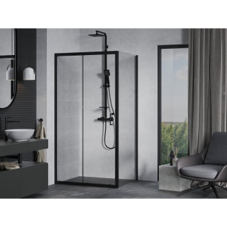 Mexen Apia výsuvná sprchová kabina 140 x 90 cm, průhledná, černá - 840-140-090-70-00