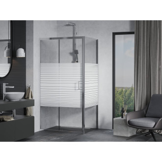 Mexen Apia vysouvací sprchový kout 115x70 cm, transparent/pruhy, chrom 840-115-070-01-20