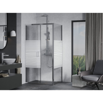 Mexen Apia vysouvací sprchový kout 130x80 cm, transparent/pruhy, chrom 840-130-080-01-20