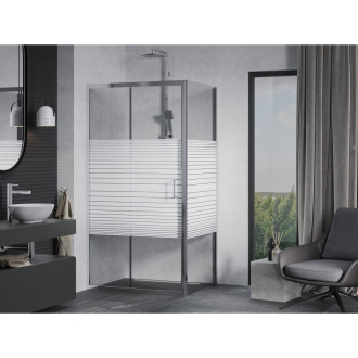 Mexen Apia výsuvný sprchový kout 135 x 90 cm, pásy, chrom - 840-135-090-01-20