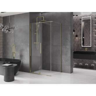 Mexen Velar výsuvná sprchová kabina 100 x 85 cm, průhledná, zlatá - 871-100-085-01-50