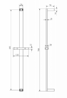 Optima sprchová tyč hranatá, 70cm SIKOBSSTH61