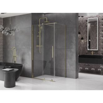 Mexen Velar výsuvná sprchová kabina 110 x 85 cm, průhledná, zlatá - 871-110-085-01-50