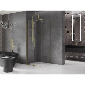Mexen Velar výsuvná sprchová kabina 120 x 120 cm, průhledná, zlatá - 871-120-120-01-50