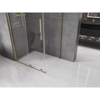 Mexen Velar výsuvná sprchová kabina 130 x 90 cm, průhledná, zlatá - 871-130-090-01-50