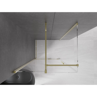 Mexen Velar výsuvná sprchová kabina 130 x 90 cm, průhledná, zlatá - 871-130-090-01-50