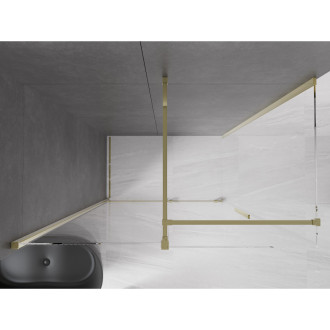 Mexen Velar výsuvná sprchová kabina 140 x 75 cm, průhledná, zlatá - 871-140-075-01-50
