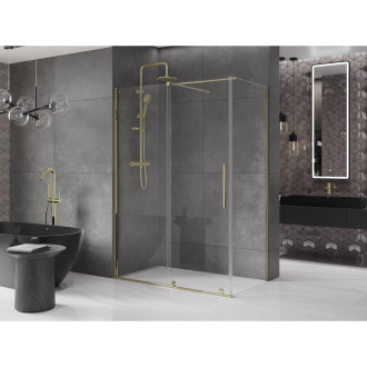 Mexen Velar výsuvná sprchová kabina 150 x 85 cm, průhledná, zlatá - 871-150-085-01-50