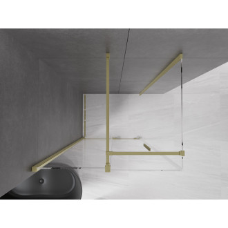 Mexen Velar vysouvací sprchový kout 90x85, transp., broušené zlato 871-090-085-01-55