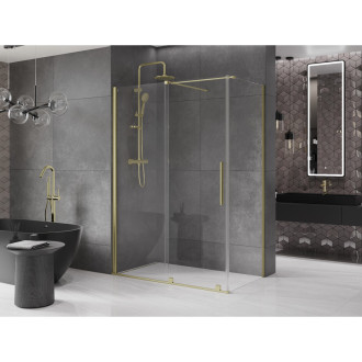 Mexen Velar výsuvný sprchový kout 150x80 cm, transparent, broušené zlato 871-150-080-01-55