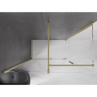 Mexen Velar výsuvný sprchový kout 150x80 cm, transparent, broušené zlato 871-150-080-01-55