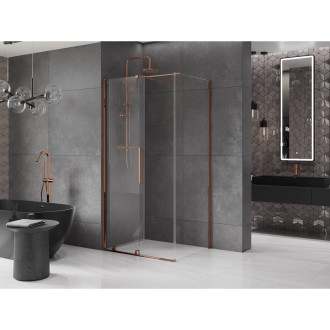 Mexen Velar vysouvací sprchový kout 90x85 cm, transparent, růžové zlato 871-090-085-01-60