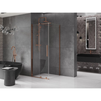 Mexen Velar vysouvací sprchový kout 110x110, transp., růžové zlato 871-110-110-01-60