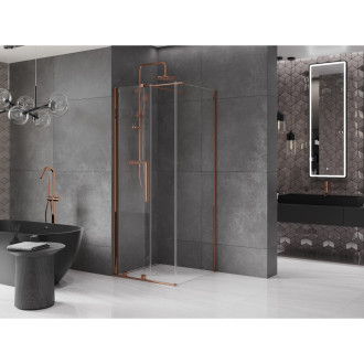 Mexen Velar vysouvací sprchový kout 110x110, transp., růžové zlato 871-110-110-01-60