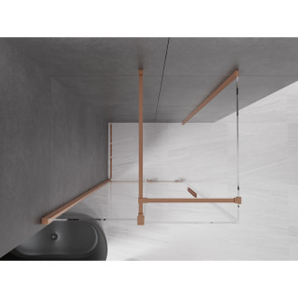 Mexen Velar výsuvný sprchový kout 100x85, transp., kartáč. měď 871-100-085-01-65