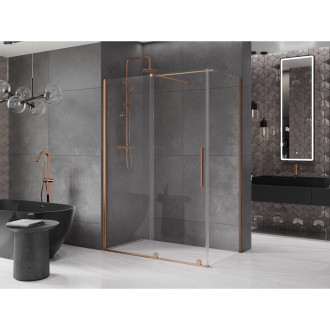 Mexen Velar sprchový kout 150x85 cm, průhledná, kartáčovaná měď 871-150-085-01-65