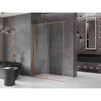 Mexen Velar sprchový kout 150x85 cm, průhledná, kartáčovaná měď 871-150-085-01-65