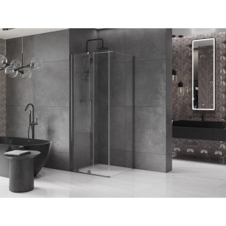 Mexen Velar sprchový kout 100x100 cm, průhledná, šedá kartáčovaná 871-100-100-01-66