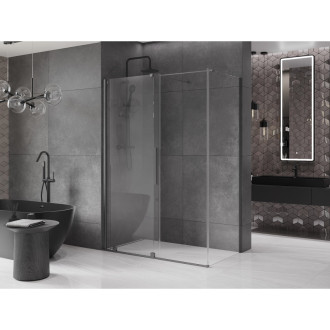 Mexen Velar sprchový kout 150x85 cm, průhledná, šedá kartáčovaná 871-150-085-01-66