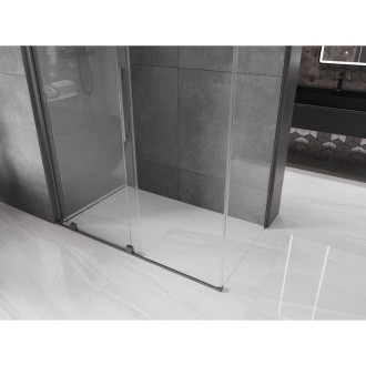 Mexen Velar sprchový kout 150x85 cm, průhledná, šedá kartáčovaná 871-150-085-01-66