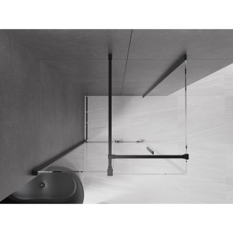 Mexen Velar výsuvná sprchová kabina 100 x 85 cm, průhledná, černá - 871-100-085-01-70