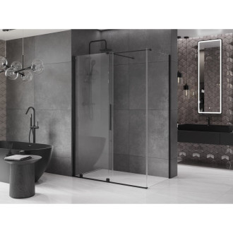 Mexen Velar výsuvná sprchová kabina 140 x 85 cm, průhledná, černá - 871-140-085-01-70