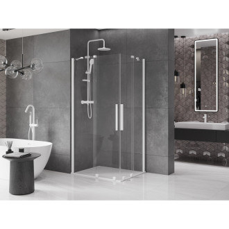 Mexen Velar Duo výsuvná sprchová kabina 90 x 80 cm, průhledná, bílá - 871-090-080-02-20