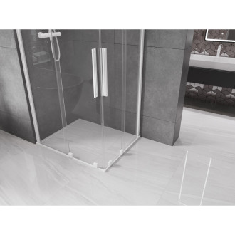 Mexen Velar Duo výsuvná sprchová kabina 90 x 80 cm, průhledná, bílá - 871-090-080-02-20