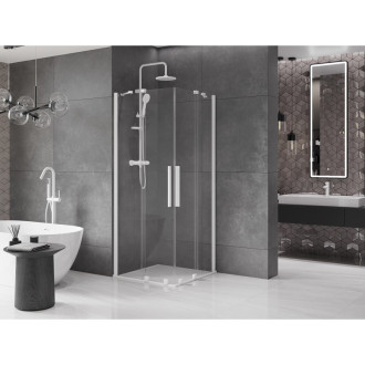 Mexen Velar Duo výsuvná sprchová kabina 90 x 90 cm, průhledná, bílá - 871-090-090-02-20