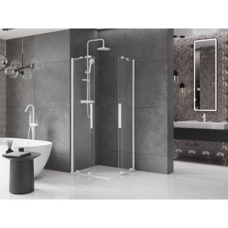 Mexen Velar Duo výsuvná sprchová kabina 90 x 90 cm, průhledná, bílá - 871-090-090-02-20