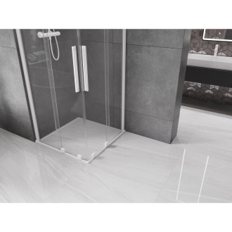 Mexen Velar Duo výsuvná sprchová kabina 90 x 90 cm, průhledná, bílá - 871-090-090-02-20