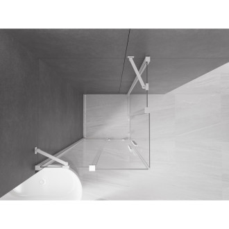 Mexen Velar Duo výsuvná sprchová kabina 90 x 90 cm, průhledná, bílá - 871-090-090-02-20