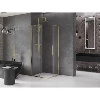 Mexen Velar Duo výsuvná sprchová kabina 80 x 80 cm, průhledná, zlatá - 871-080-080-02-50