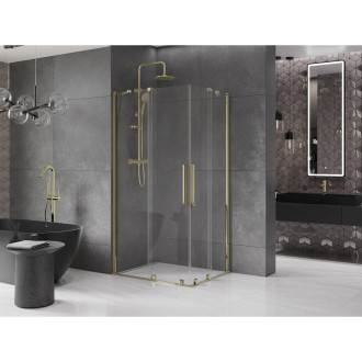 Mexen Velar Duo výsuvná sprchová kabina 90 x 80 cm, průhledná, zlatá - 871-090-080-02-50