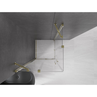 Mexen Velar Duo výsuvná sprchová kabina 90 x 90 cm, průhledná, zlatá - 871-090-090-02-50