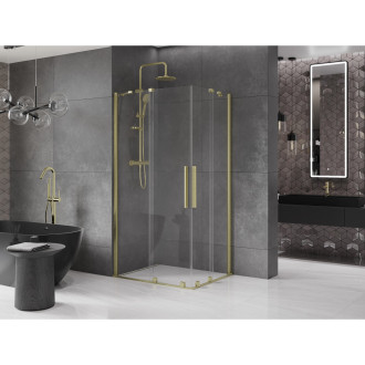 Mexen Velar Duo vysouvací sprchový kout 90x80, transp., broušené zlato 871-090-080-02-55