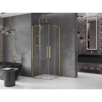 Mexen Velar Duo vysouvací sprchový kout 100x100, transp., broušené zlato 871-100-100-02-55