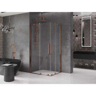 Mexen Velar Duo vysouvací sprchový kout 100x90, transp., růžové zlato 871-100-090-02-60