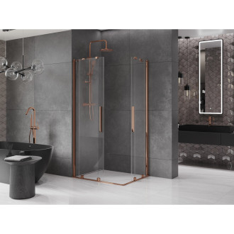 Mexen Velar Duo vysouvací sprchový kout 100x90, transp., růžové zlato 871-100-090-02-60